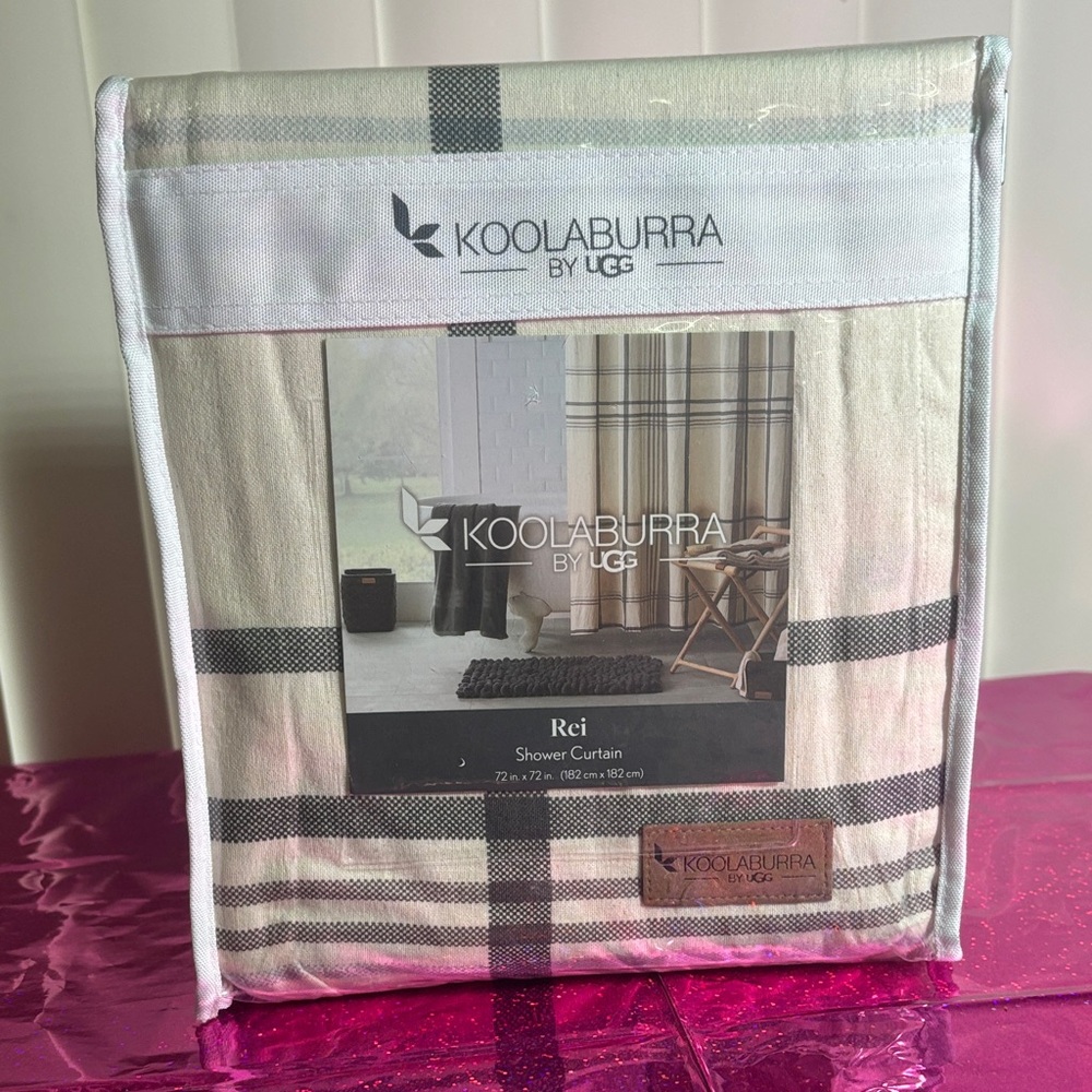 Koolaburra Cream and Black Plaid Shower Curtain